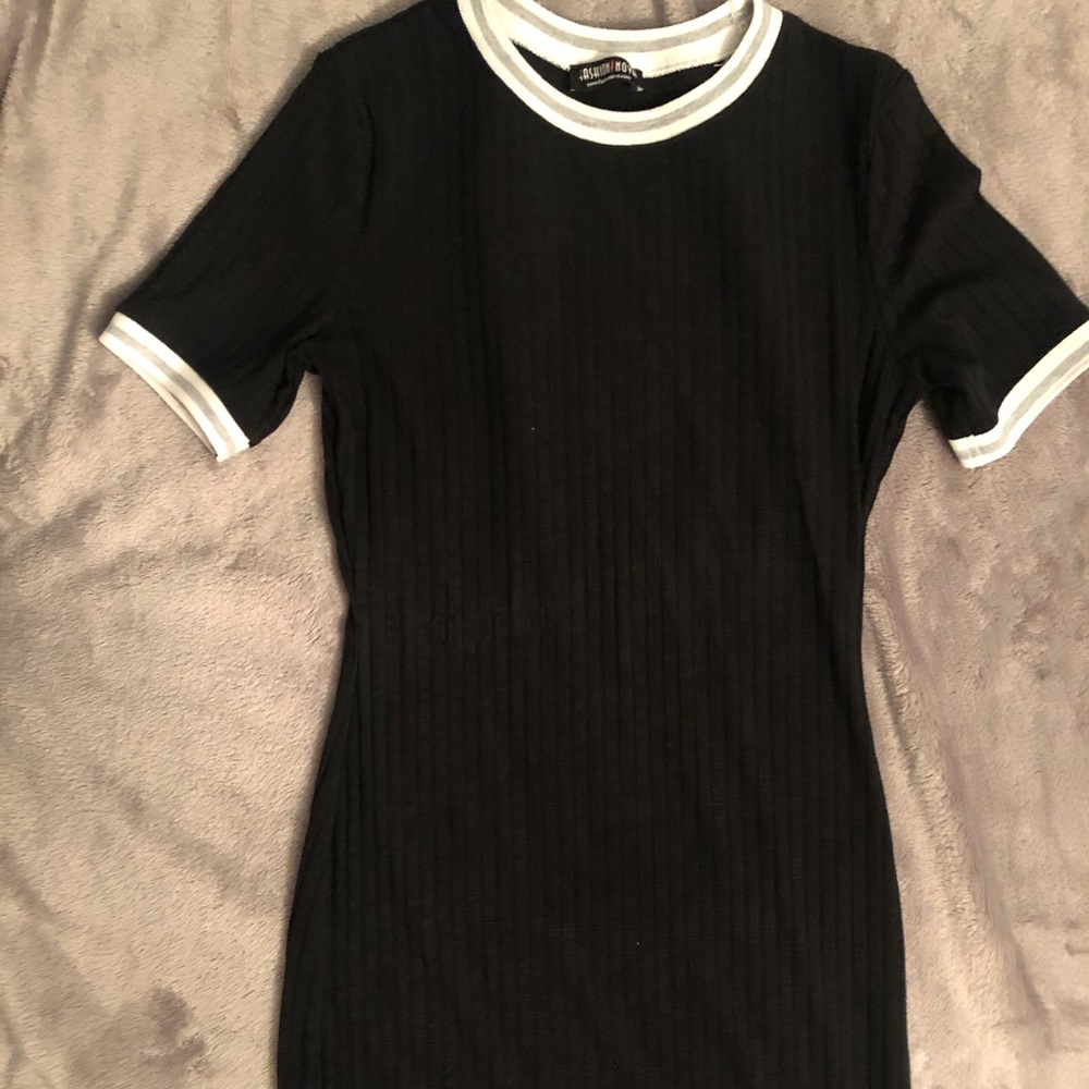 Black fashion nova rubbed bodycon dress